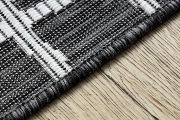Dywany Łuszczów , Kusový koberec Sion Sisal Trellis 22144 black/ecru – na von aj na doma, 80x150, šedá, chodba / predsieň