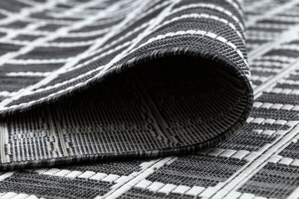 Dywany Łuszczów , Kusový koberec Sion Sisal Trellis 22144 black/ecru – na von aj na doma, 80x150, šedá, chodba / predsieň