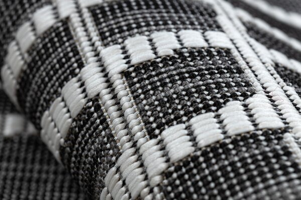 Dywany Łuszczów , Kusový koberec Sion Sisal Trellis 22144 black/ecru – na von aj na doma, 80x150, šedá, chodba / predsieň