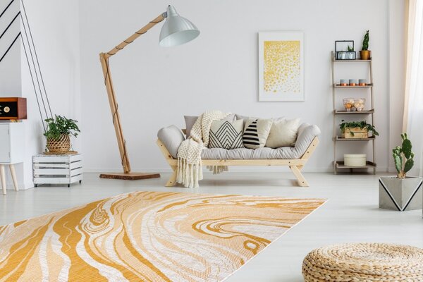 Dywany Łuszczów , Kusový koberec Sion Sisal Marble 22169 ecru/yellow – na von aj na doma, 80x150, žltá, chodba / predsieň