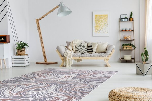 Dywany Łuszczów , Kusový koberec Sion Sisal Waves 2836 ecru/blue/pink – na von aj na doma, 80x150, viacfarebná, chodba / predsieň