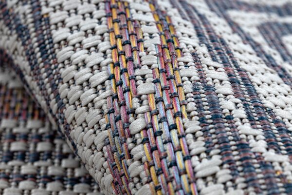Dywany Łuszczów , Kusový koberec Sion Sisal Waves 2836 ecru/blue/pink – na von aj na doma, 80x150, viacfarebná, chodba / predsieň