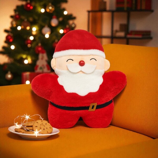 Zamatový dekoračný vankúš SANTA CLAUS, červený