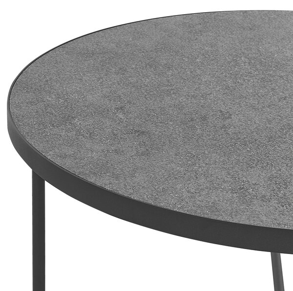 Konferenčný stolík sivá a čierna betónový efekt MDF 80 x 80 x 40 cm okrúhly kovový rám moderný priemyselný štýl