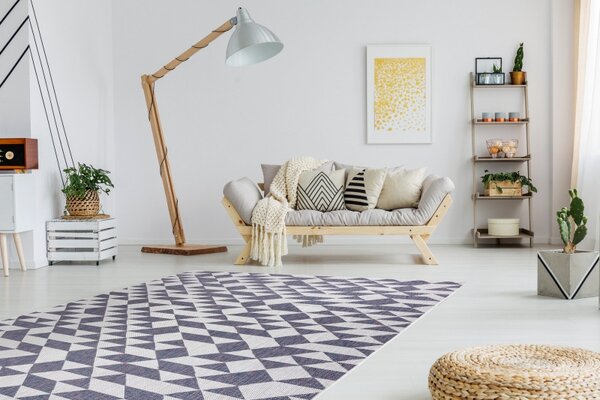 Dywany Łuszczów, Kusový koberec Sion Sisal Triangles 22373 ecru/blue-pink – na von aj na doma, 80x150, viacfarebná, chodba / predsieň