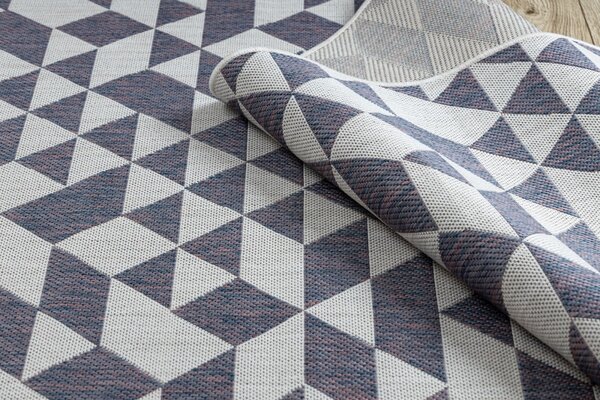 Dywany Łuszczów, Kusový koberec Sion Sisal Triangles 22373 ecru/blue-pink – na von aj na doma, 80x150, viacfarebná, chodba / predsieň