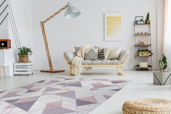 Dywany Łuszczów , Kusový koberec Sion Sisal Triangles B3006A ecru/pink – na von aj na doma, 80x150, ružová, chodba / predsieň