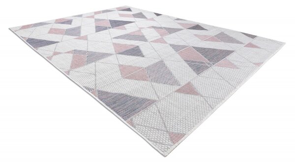 Dywany Łuszczów , Kusový koberec Sion Sisal Triangles B3006A ecru/pink – na von aj na doma, 80x150, ružová, chodba / predsieň
