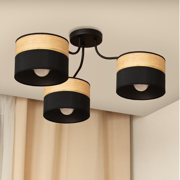 Prisadený luster ALBA 3xE27/15W/230V pr. 66 cm čierna/hnedá