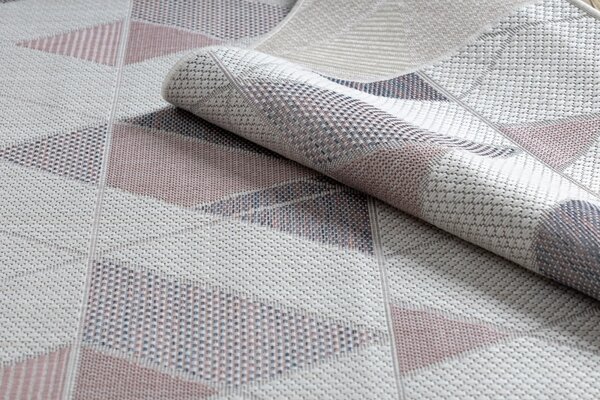 Dywany Łuszczów , Kusový koberec Sion Sisal Triangles B3006A ecru/pink – na von aj na doma, 80x150, ružová, chodba / predsieň