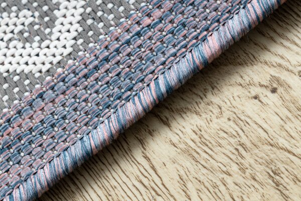 Dywany Łuszczów , Kusový koberec Sion Sisal Aztec 3007 blue/pink/ecru – na von aj na doma, 80x150, modrá, chodba / predsieň