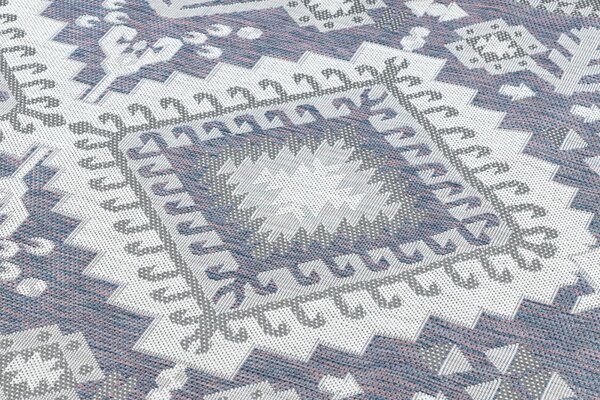Dywany Łuszczów , Kusový koberec Sion Sisal Aztec 3007 blue/pink/ecru – na von aj na doma, 80x150, modrá, chodba / predsieň