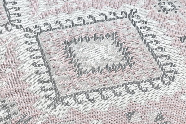 Dywany Łuszczów, Kusový koberec Sion Sisal Aztec 3007 pink/ecru – na von aj na doma, 80x150, ružová, chodba / predsieň