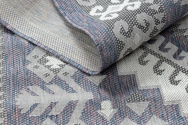 Dywany Łuszczów , Kusový koberec Sion Sisal Aztec 3007 blue/pink/ecru – na von aj na doma, 80x150, modrá, chodba / predsieň