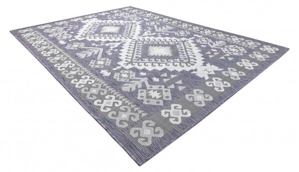 Dywany Łuszczów , Kusový koberec Sion Sisal Aztec 3007 blue/pink/ecru – na von aj na doma, 80x150, modrá, chodba / predsieň