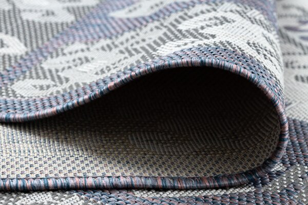 Dywany Łuszczów , Kusový koberec Sion Sisal Aztec 3007 blue/pink/ecru – na von aj na doma, 80x150, modrá, chodba / predsieň