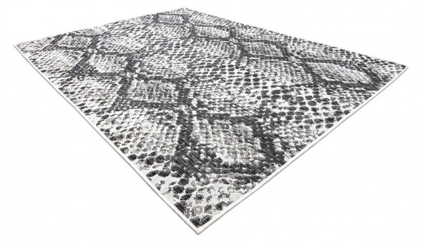Dywany Łuszczów , Kusový koberec Sion Sisal Snake`s skin 22162 ecru/black – na von aj na doma, 80x150, šedá, chodba / predsieň
