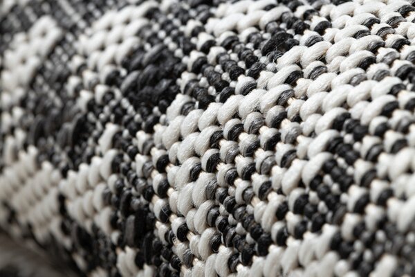 Dywany Łuszczów , Kusový koberec Sion Sisal Snake`s skin 22162 ecru/black – na von aj na doma, 80x150, šedá, chodba / predsieň