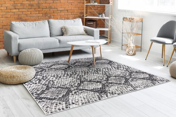 Dywany Łuszczów , Kusový koberec Sion Sisal Snake`s skin 22162 ecru/black – na von aj na doma, 80x150, šedá, chodba / predsieň