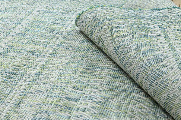 Dywany Łuszczów , Kusový koberec Sion Sisal Aztec 22184 green/blue/ecru – na von aj na doma, 80x150, zelená, chodba / predsieň