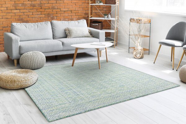 Dywany Łuszczów , Kusový koberec Sion Sisal Aztec 22184 green/blue/ecru – na von aj na doma, 80x150, zelená, chodba / predsieň