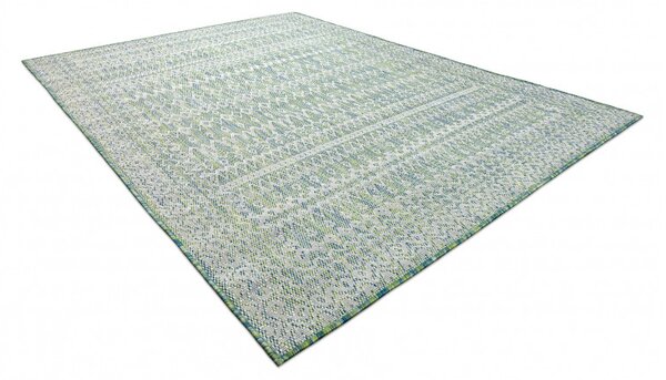 Dywany Łuszczów , Kusový koberec Sion Sisal Aztec 22184 green/blue/ecru – na von aj na doma, 80x150, zelená, chodba / predsieň