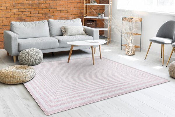 Dywany Łuszczów , Kusový koberec Sion Sisal Labirinth 22376 pink/ecru – na von aj na doma, 80x150, ružová, chodba / predsieň