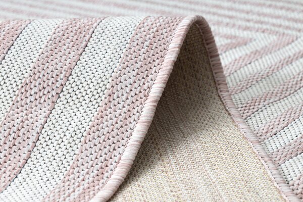 Dywany Łuszczów , Kusový koberec Sion Sisal Labirinth 22376 pink/ecru – na von aj na doma, 80x150, ružová, chodba / predsieň