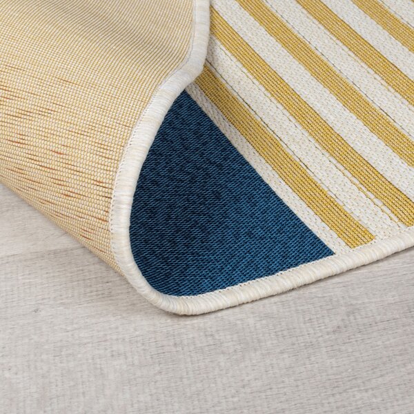 Flair Rugs, Kusový koberec Dauntless Geo Fusion Ochre – na von aj na doma, 160x160 (priemer) kruh, viacfarebná, chodba / predsieň