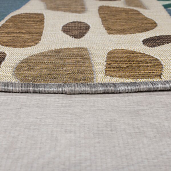 Flair Rugs , Kusový koberec Dauntless Eric Giraffe – na von aj na doma, 160x160 (priemer) kruh, viacfarebná, chodba / predsieň