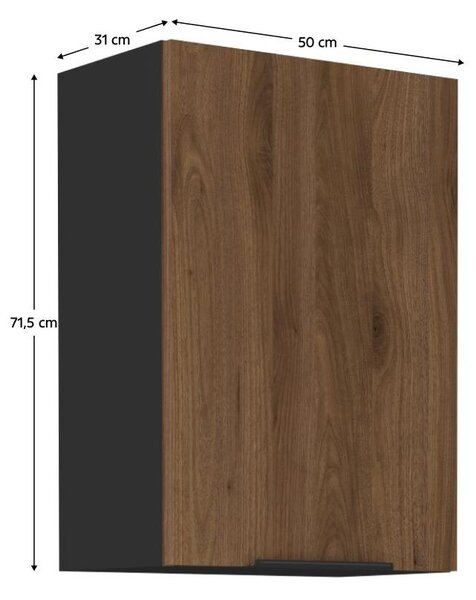 NovýNábytok.sk Horná kuchynská skrinka Monzesa 50 G 72 1F (orech okapi + čierna) . Vlastná spoľahlivá doprava až k Vám domov. 1096959