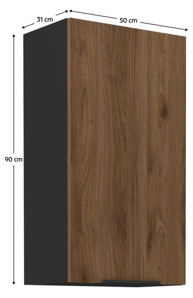 NovýNábytok.sk Horná kuchynská skrinka Monzesa 50 G 90 1F (orech okapi + čierna) . Vlastná spoľahlivá doprava až k Vám domov. 1096960