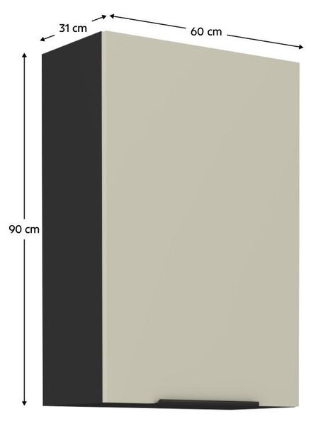 NovýNábytok.sk Horná kuchynská skrinka Arikona 60 G 72 1F (kašmír + čierna) . Vlastná spoľahlivá doprava až k Vám domov. 1097048