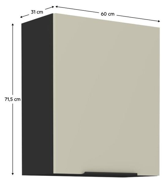 NovýNábytok.sk Horná kuchynská skrinka Arikona 60 G 72 1F (kašmír + čierna) . Vlastná spoľahlivá doprava až k Vám domov. 1097047