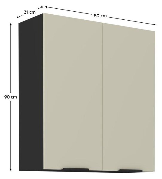 NovýNábytok.sk Horná kuchynská skrinka Arikona 80 G 90 2F (kašmír + čierna) . Vlastná spoľahlivá doprava až k Vám domov. 1097042