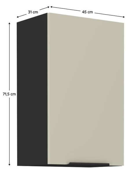 NovýNábytok.sk Horná kuchynská skrinka Arikona 45 G 72 1F (kašmír + čierna) . Vlastná spoľahlivá doprava až k Vám domov. 1097057