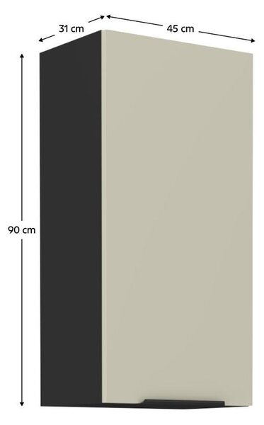 NovýNábytok.sk Horná kuchynská skrinka Arikona 45 G 90 1F (kašmír + čierna) . Vlastná spoľahlivá doprava až k Vám domov. 1097058