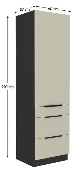 NovýNábytok.sk Vysoká kuchynská skriňa Arikona 60 DKS 210 3S1F (kašmír + čierna) . Vlastná spoľahlivá doprava až k Vám domov. 1097066