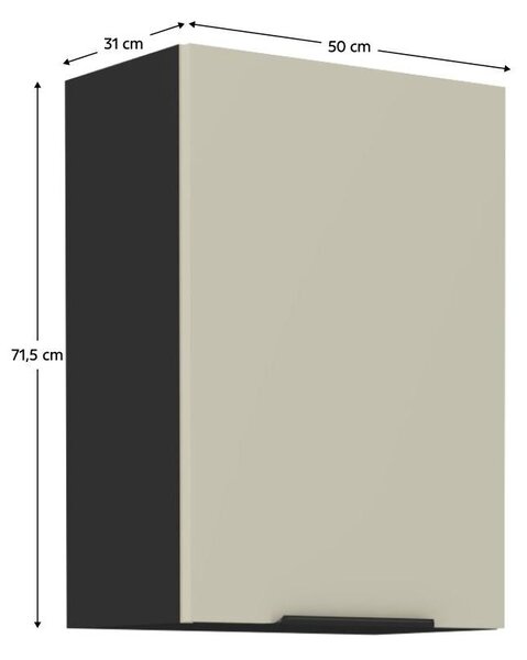NovýNábytok.sk Horná kuchynská skrinka Arikona 50 G 72 1F (kašmír + čierna) . Vlastná spoľahlivá doprava až k Vám domov. 1097055
