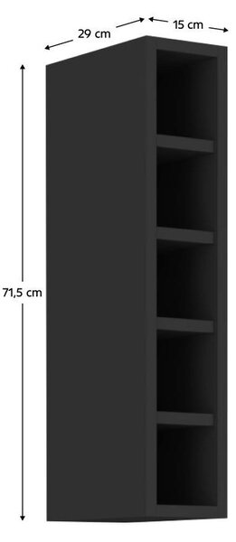 NovýNábytok.sk Horný kuchynský regál Arikona Monzesa Sobera 15 G 72 OTW (čierna) . Vlastná spoľahlivá doprava až k Vám domov. 1097081