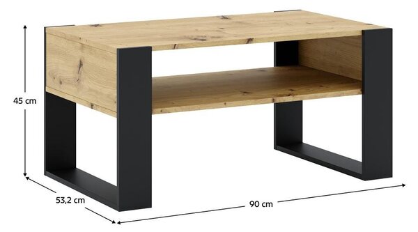 NovýNábytok.sk Konferenčný stolík Corosta 1 (dub artisan + čierna) . Vlastná spoľahlivá doprava až k Vám domov. 1097156