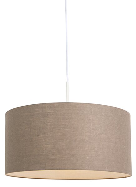 Vidiecka závesná lampa biela s hnedým tienidlom 50 cm - Combi 1