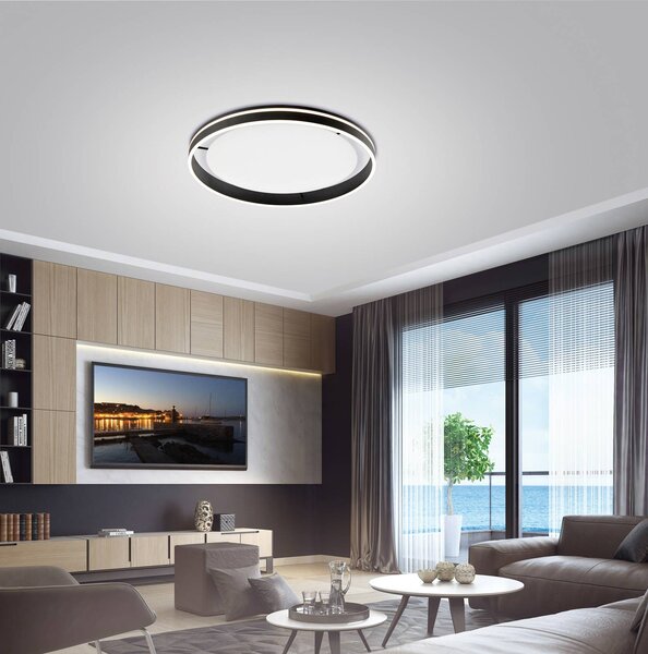 Q-Smart-Home Paul Neuhaus Q-VITO stropné LED 79 cm, antracit, Čierna, Obývacia izba / jedáleň, kov, Moderný, Závesné svietidlo