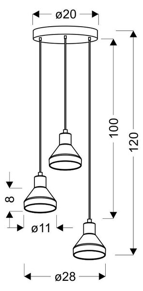 Čierno-zlatý závesný luster Gregory pre žiarovku 3x E14 s guľatou základňou – LED lustre a svietidlá > Kolekcie svietidiel > Kolekcia