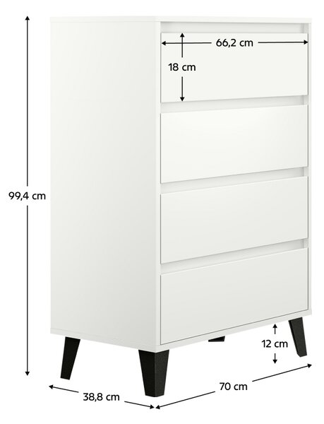 KONDELA Komoda, biela, BOGAN NEW 4S70