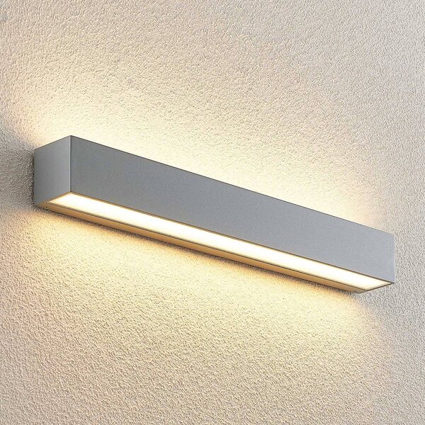 Lucande LED vonkajšie nástenné svietidlo Lengo 50 cm strieborná up/down 3 000 K, Hliník / sivá / zinok, Hliník, Moderný, Nástenné svietidlo