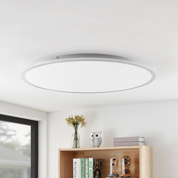 Lindby LED stropné svietidlo Narima, 4 000 K, Ø 80 cm, strieborná, Hliník / sivá / zinok, Kuchyňa, Plast, Moderný, Závesné svietidlo