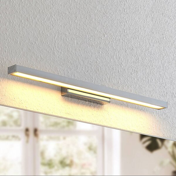 Lindby LED zrkadlové svetlo Alenia, 60 cm, chróm, hliník, IP44, Chrómová / strieborná, Kúpeľňa, Hliník, Moderný, Nástenné svietidlo