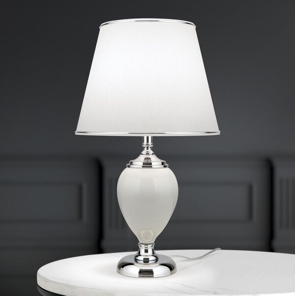 Orion LA 4-1229 - Stolná lampa OVUM 1xE27/40W/230V 48 cm keramika biela/chróm
