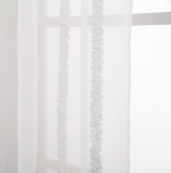 Biely záves TASMA so vzorom 140x250 cm Zavesenie: Kovové krúžky